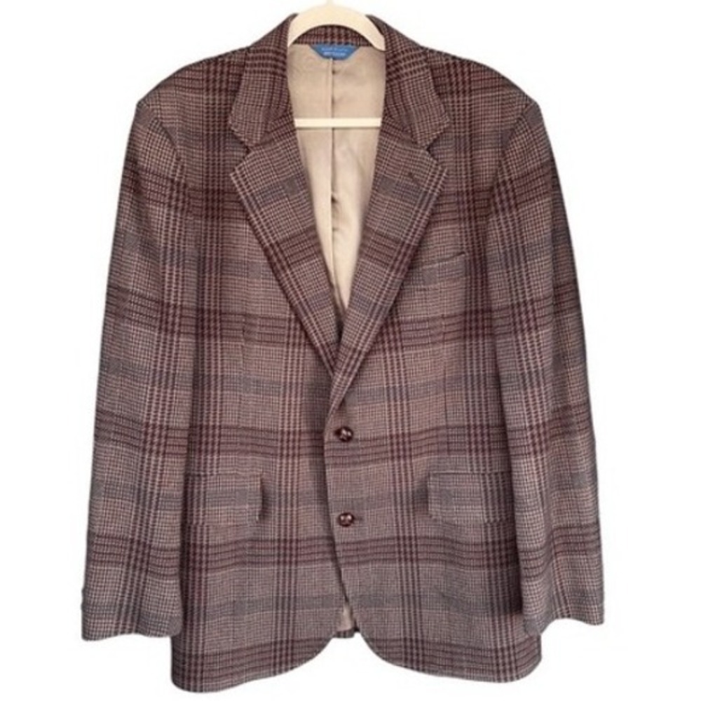 1980s‎ Vintage Pendleton Wool Blazer Jacket Plaid Lined Men 42 Long